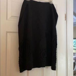 Black floral linen skirt
